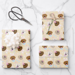 Feuille De Papier Cadeau Joyeux Chiens de Pâques