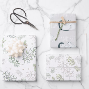 Feuille De Papier Cadeau Joyeux et lumineux avec du gui