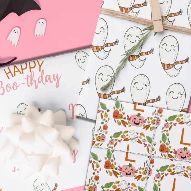 Feuille De Papier Cadeau Joyeux Fantômes De Boo-thday (Créateur téléchargé)