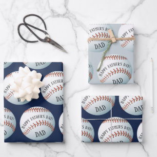 Feuille De Papier Cadeau Joyeux Fête des pères de baseball