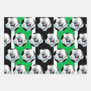 Feuille De Papier Cadeau Joyeux Fête des pères Football de football