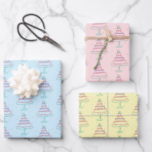 Feuille De Papier Cadeau Joyeux gâteaux d'anniversaire mignon charmant cade