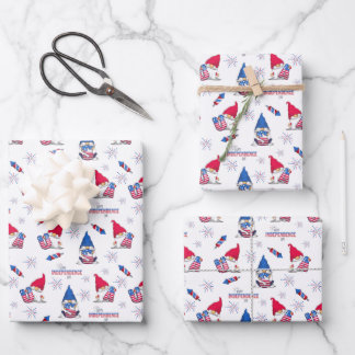 Feuille De Papier Cadeau Joyeux Gnome de la fête de l'Indépendance Feux d'a