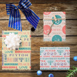 Feuille De Papier Cadeau Joyeux Hanoukka Vintage Childs Nom Typographie<br><div class="desc">Ajoutez le nom de votre enfant à ce papier d'emballage en typographie de Hanoukka joyeux pour une touche personnalisée à votre Festival des Lumières. Sheet One présente un mélange de polices amusantes dans les teintes de corail, turquoise, violet et bleu classique sur un arrière - plan jaune beurre pâle. Niché...</div>