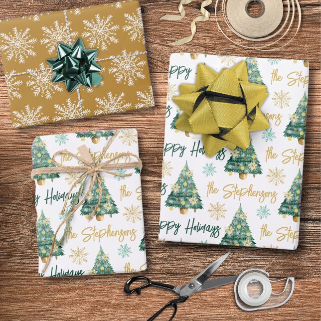 Feuille De Papier Cadeau Joyeux Joyeux Jours Personnalisés Moderne Script A (Créateur téléchargé)