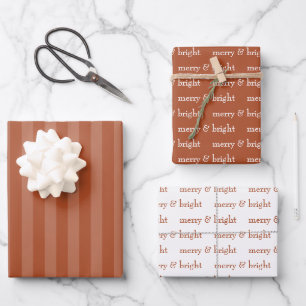 Feuille De Papier Cadeau Joyeux & Joyeux Noël en terre cuite