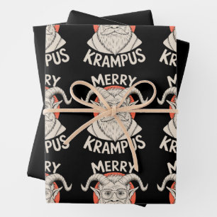 Feuille De Papier Cadeau Joyeux Krampus Mythique Noël Xmas Fêtes