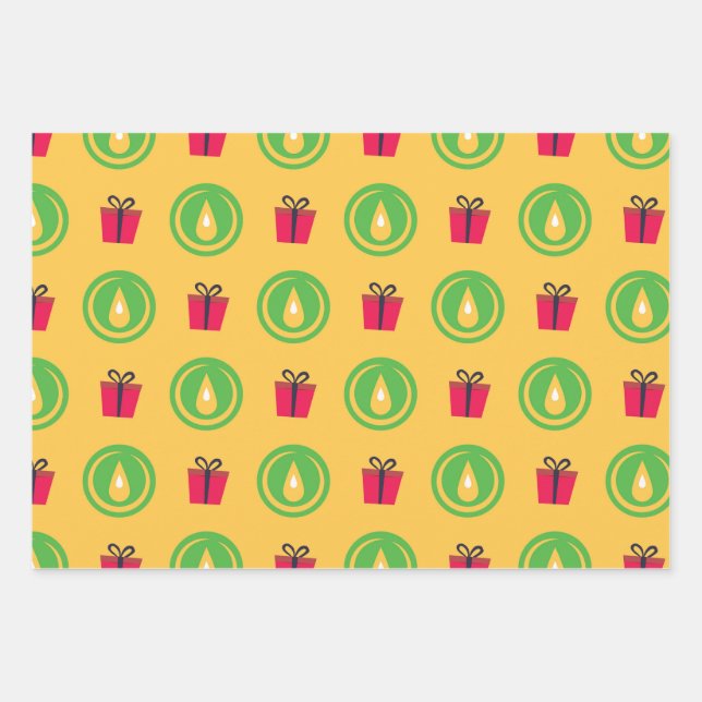 Feuille De Papier Cadeau Joyeux Kwanzaa Kinara Menorah Sept Motif de vacanc (Devant)
