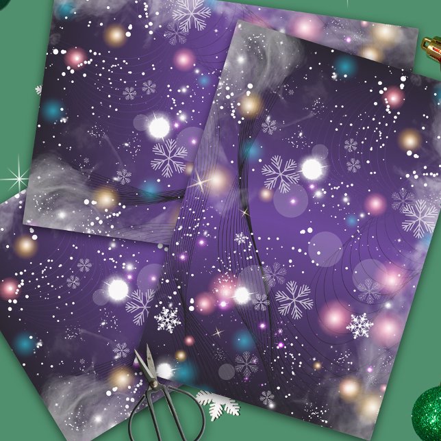 Feuille De Papier Cadeau Joyeux Misty violet Noël hiver Wonderland (Créateur téléchargé)