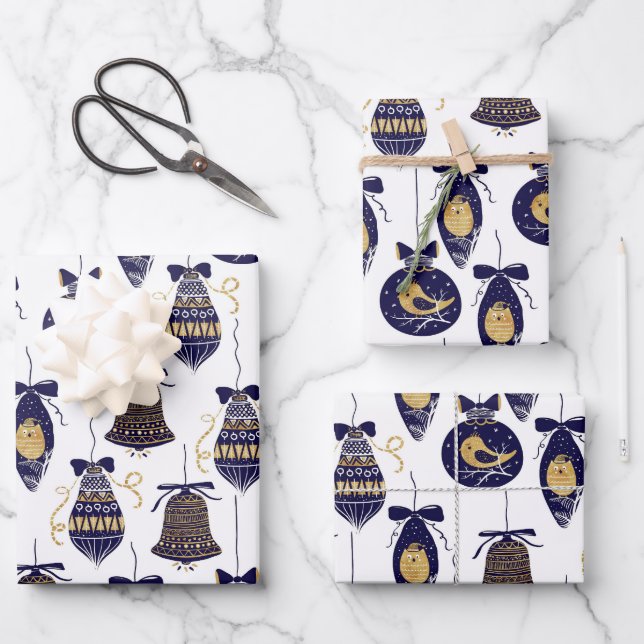Feuille De Papier Cadeau Joyeux Motif de Noël (Recto)