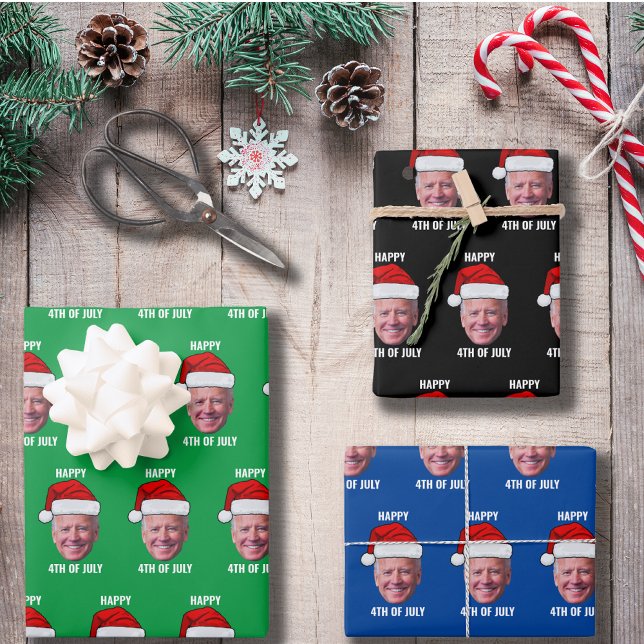 Feuille De Papier Cadeau Joyeux Noël 4 juillet Joe Biden (Créateur téléchargé)