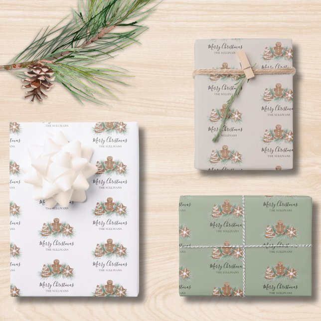 Feuille De Papier Cadeau Joyeux Noël Biscuits au Gingembre (Créateur téléchargé)
