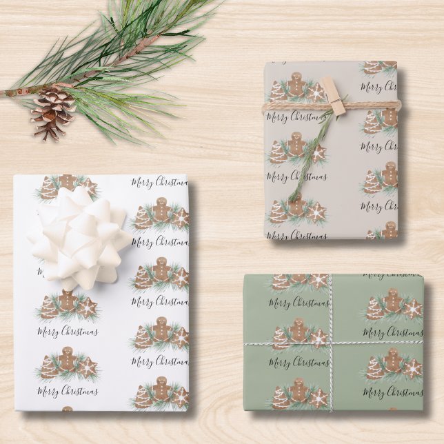 Feuille De Papier Cadeau Joyeux Noël Biscuits au Pain d'Épice  (Créateur téléchargé)