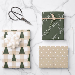Feuille De Papier Cadeau Joyeux Noël blanc vert