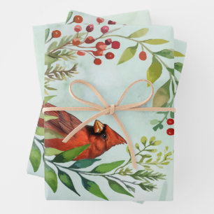 Feuille De Papier Cadeau Joyeux Noël Cardinal Classique