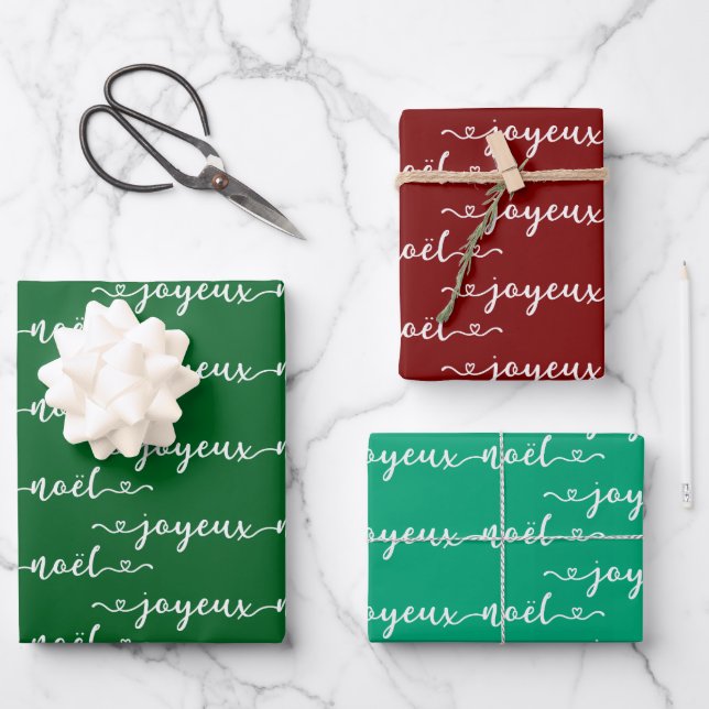 Feuille De Papier Cadeau Joyeux Noel Design Français  (Recto)