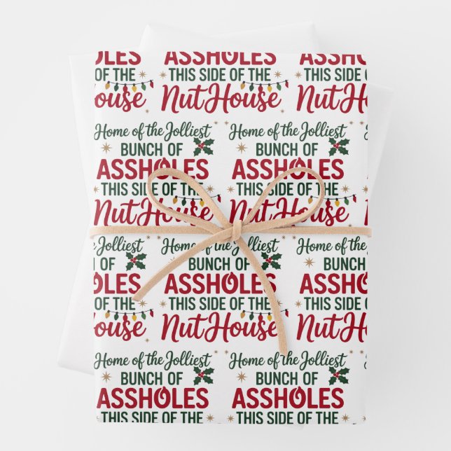 Feuille De Papier Cadeau Joyeux Noël drôle Maison du Xmas le plus joyeux (En situation)