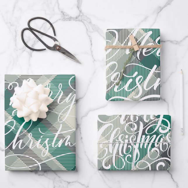 Feuille De Papier Cadeau Joyeux Noël En vichy Joyeux Noël (Recto)