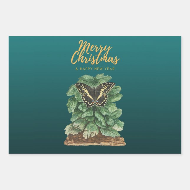 Feuille De Papier Cadeau Joyeux Noël et Bonne Année (Devant)