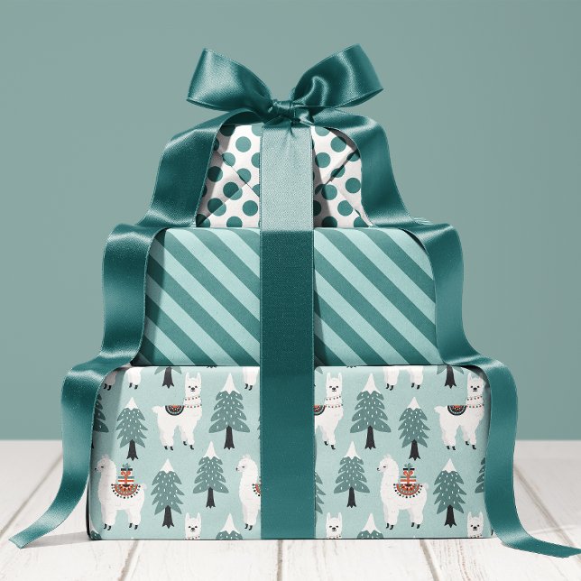 Feuille De Papier Cadeau Joyeux Noël Lama Mignon (Créateur téléchargé)