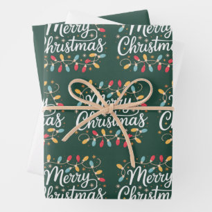 Feuille De Papier Cadeau Joyeux Noël Lumières Drôle de Noël Vacances