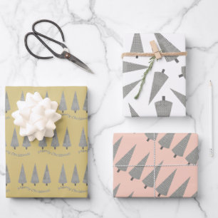 Feuille De Papier Cadeau Joyeux Noël Motif de l'arbre Houndstooth