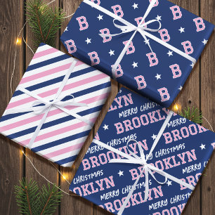 Feuille De Papier Cadeau Joyeux Noël Nom Monogram Rose Marine Ado Girl