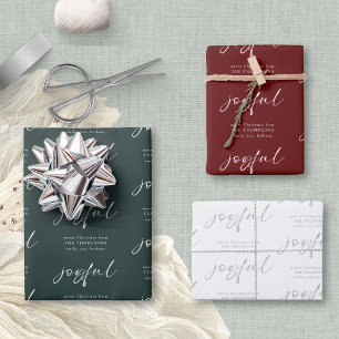 Feuille De Papier Cadeau Joyeux Noël Nom Vert Bourgogne Blanc