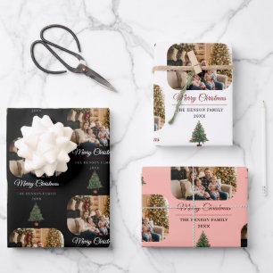 Feuille De Papier Cadeau Joyeux Noël Sapin de Noël Photo de Famille