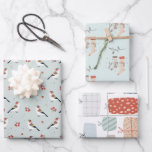 Feuille De Papier Cadeau Joyeux Noel Scandinavian Winter Bird Christmas<br><div class="desc">Beautiful Scandinavian design coordinating gift wrap in a winter bird pattern,  a Christmas gift pattern et a Christmas stocking "Joyeux Noel design". Be sure to visit our store to see all coordinating Christmas cards,  gift tags and stickers in this design.</div>
