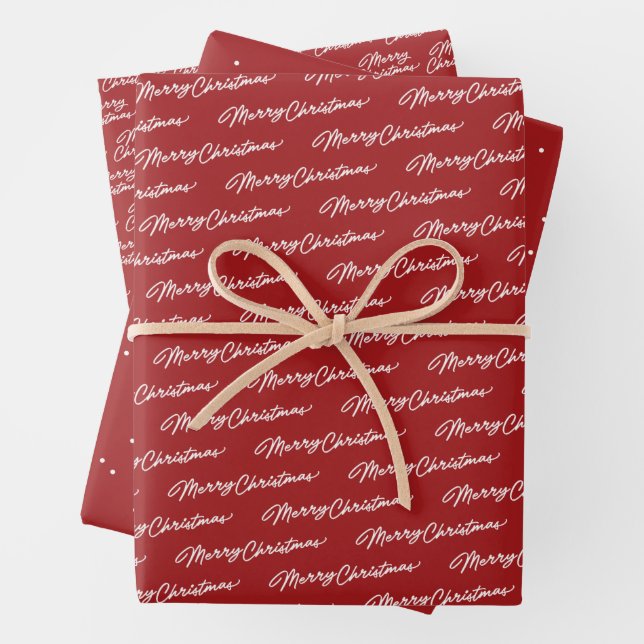 Feuille De Papier Cadeau Joyeux Noël simple rouge classique vacances (En situation)