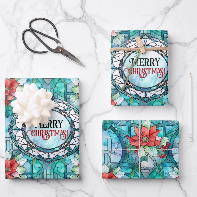 Feuille De Papier Cadeau "Joyeux Noël !" Slogan modifiable (Recto)