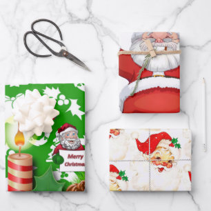 Feuille De Papier Cadeau Joyeux Noël Vintage Père Noël