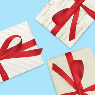 Feuille De Papier Cadeau Joyeux or Noël Script moderne personnalisé