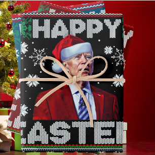 Feuille De Papier Cadeau Joyeux Pâques drôle Joe Biden Père Noël Noël