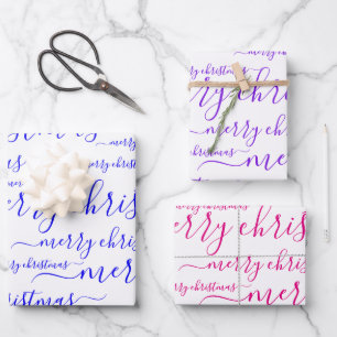 Feuille De Papier Cadeau Joyeux script de calligraphie manuscrite de Noël