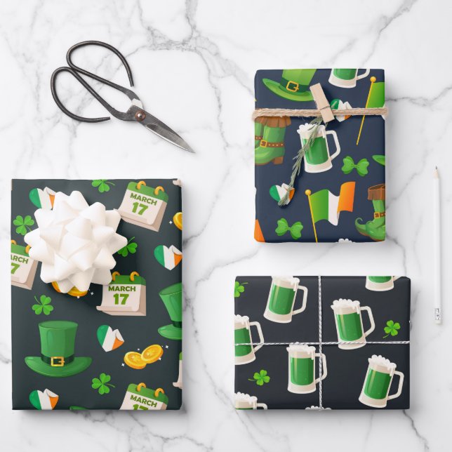 Feuille De Papier Cadeau Joyeux St. Patrick's Day  (Recto)