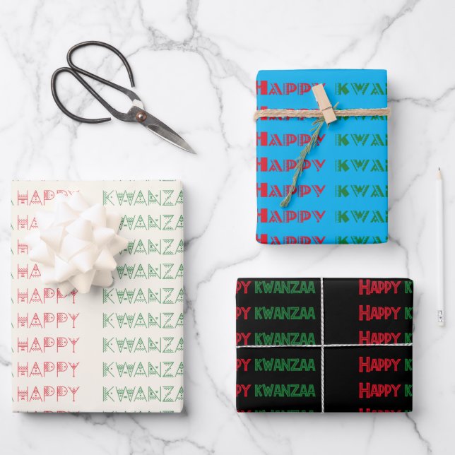 Feuille De Papier Cadeau Joyeux Vœux de Kwanzaa (Recto)
