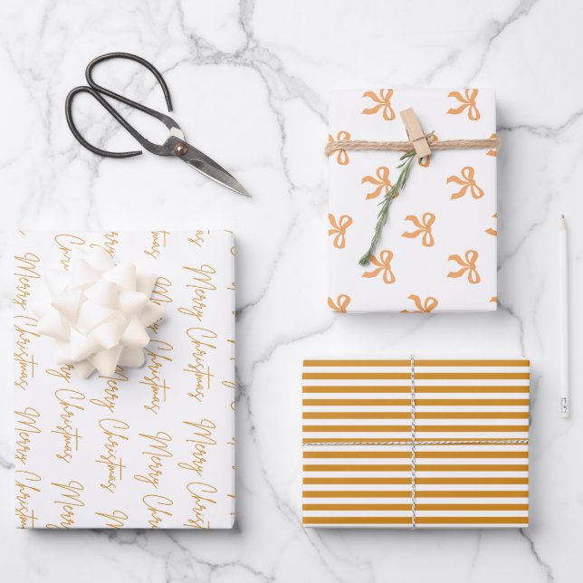 Feuille De Papier Cadeau Joyeux voeux de Noël Photo Collage Or (Recto)