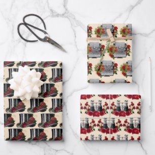 Feuille De Papier Cadeau Jumelles rouges Steampunk Typewriter Casquette No