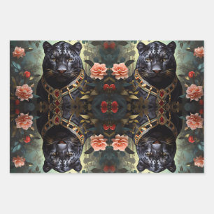 Feuille De Papier Cadeau Jungle roi majestueux lion panthère & tiger