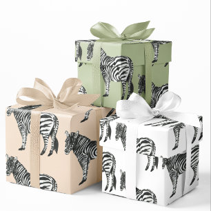 Feuille De Papier Cadeau Jungle Zebra Wild Motif & Nom personnalisé