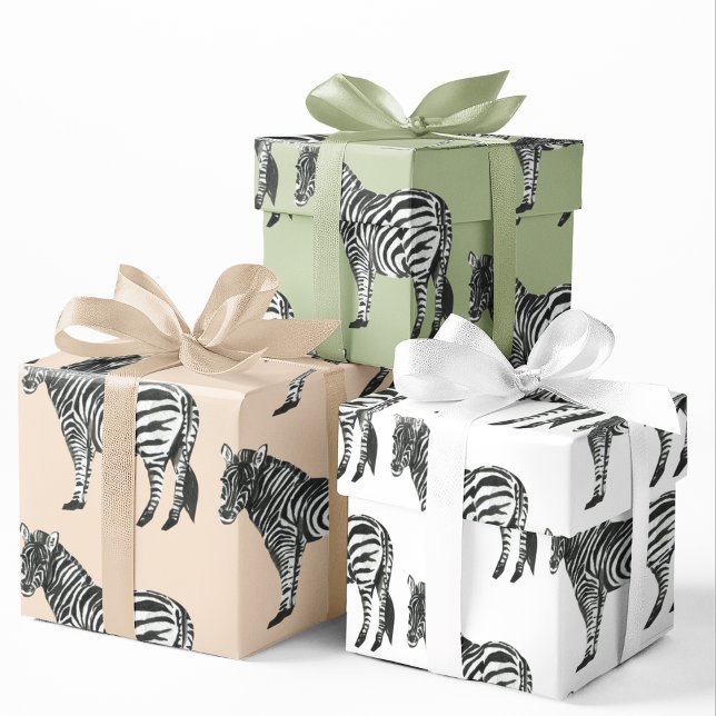 Feuille De Papier Cadeau Jungle Zebra Wild Motif & Nom personnalisé (Créateur téléchargé)