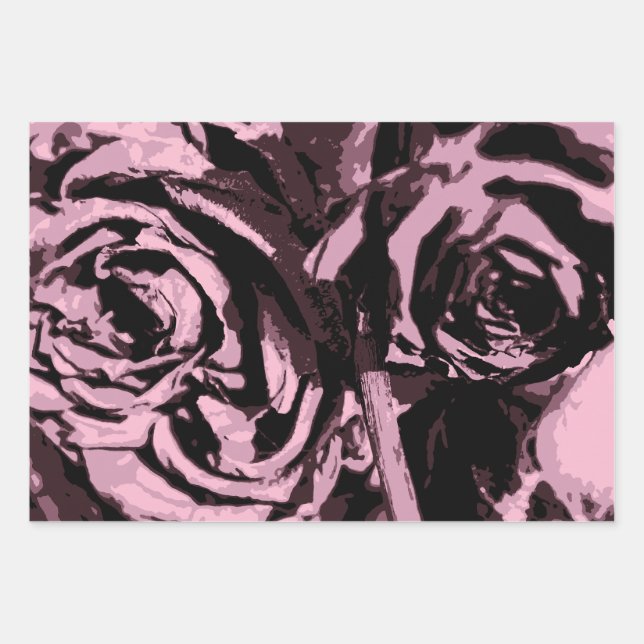 Feuille De Papier Cadeau Juste quelques Roses (Devant)