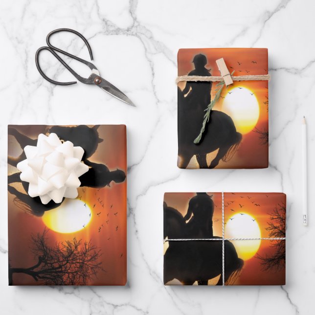 Feuille De Papier Cadeau juste une fille qui aime les chevaux (Recto)