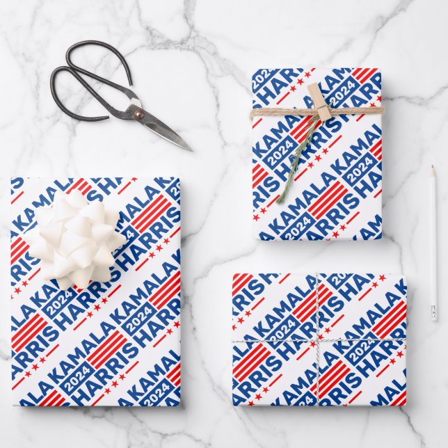 Feuille De Papier Cadeau Kamala Harris 2024 Election Patriotic (Recto)