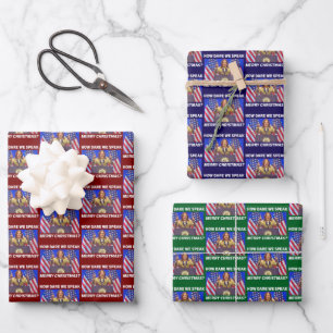 Feuille De Papier Cadeau Kamala Harris Parle Joyeux Noël Rouge Vert