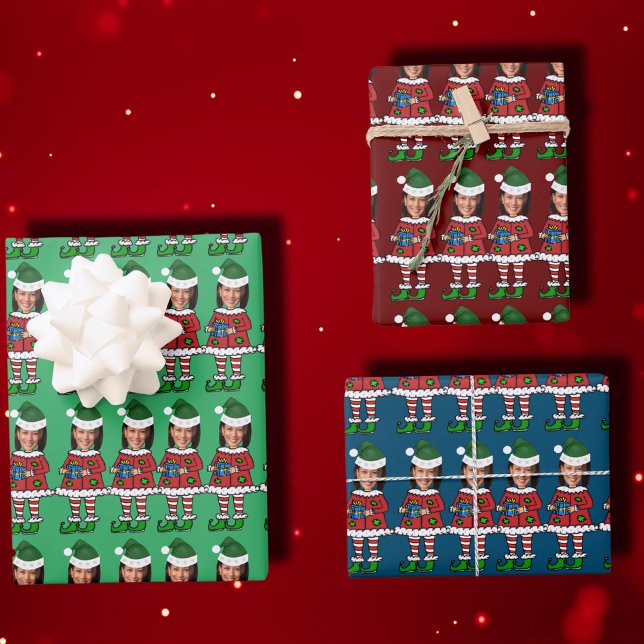 Feuille De Papier Cadeau kamala harris Photo face Elf Xmas (Créateur téléchargé)