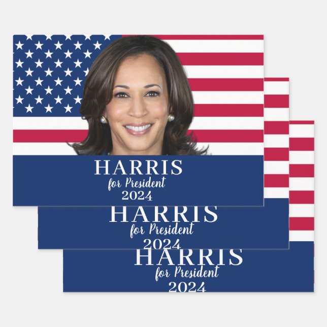 Feuille De Papier Cadeau Kamala Harris Pour Président 2024 (Lot)