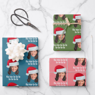 Feuille De Papier Cadeau Kamala Santa Hat - Biden Harris vacances amusantes